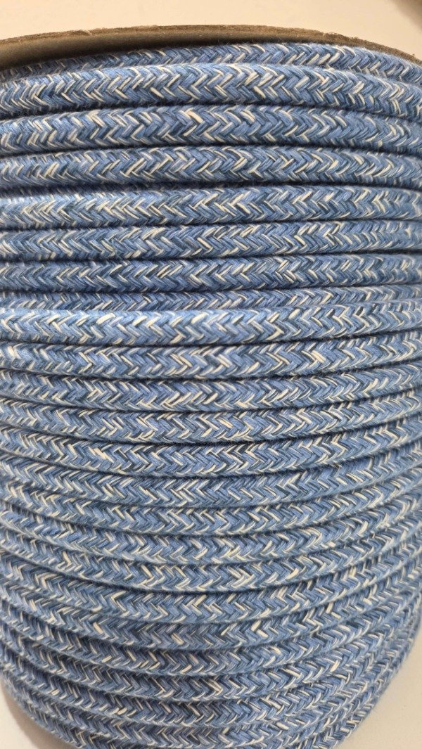 Producto - Cordon de algodón trenzado 7mm JASPEADO MIX AZULES