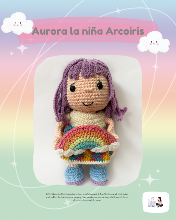 Producto - Guia de tejido Aurora la niña arcoiris