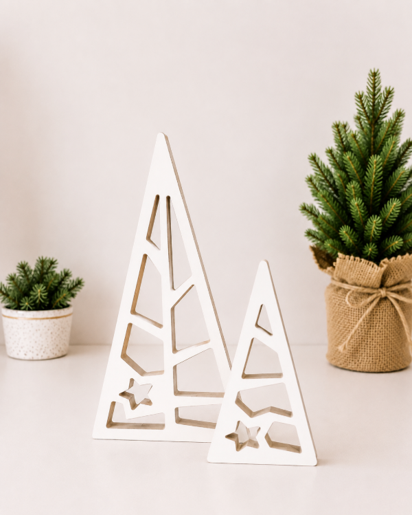 Producto - Set x2 pinos calados decorativos color blanco - 0