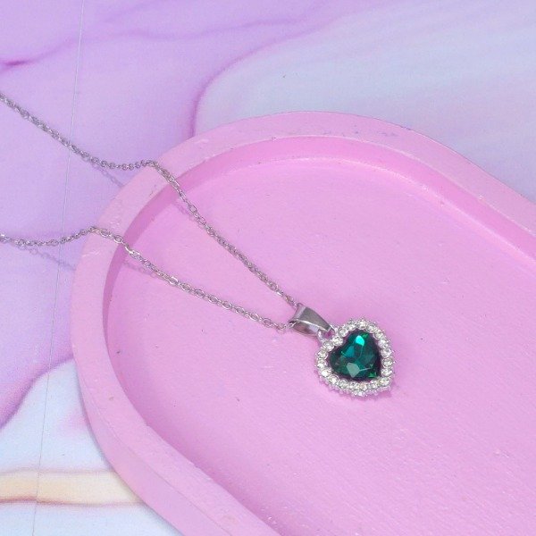 Producto - Collar corazon Verde esmeralda AQ