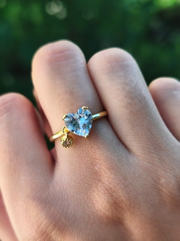 Producto - Anillo Dorado corazón con strass colgante - 2