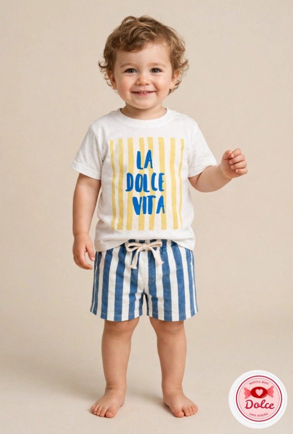 Producto - Conjunto para Bebés Dolce Vita Remera y Short Rayado Talle 3 a 24 meses - 0