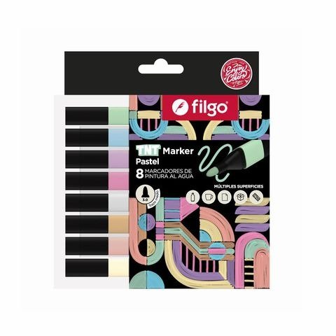Producto - MARCADOR DE PINTURA AL AGUA TNT PASTEL CAJA X8 UNIDADES FILGO