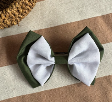 Producto - Moño doble blanco y verde