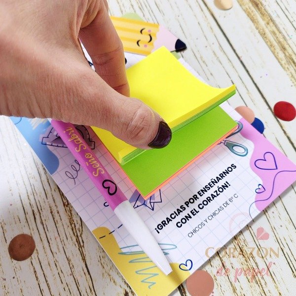 Producto - TARJETON para Post it y Señalador Día del Maestro - 3