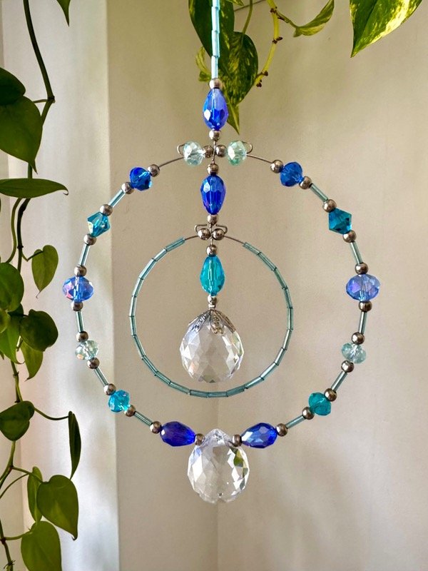 Producto - Doble aro doble esfera de cristal con canutillos