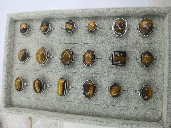 Producto - Anillo baño en plata de piedra ojo de tigre - 7