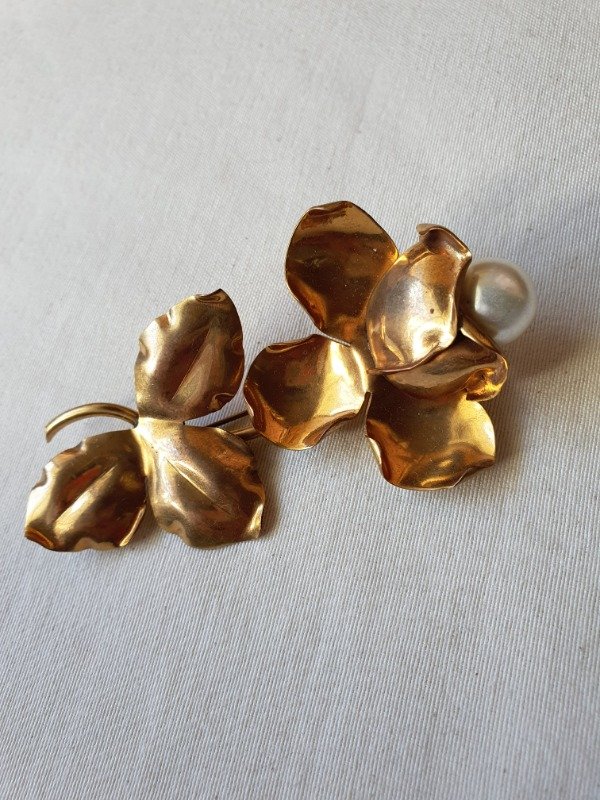 Producto - Broche 40s Jardín de Oro - Rosa con Perla - 3