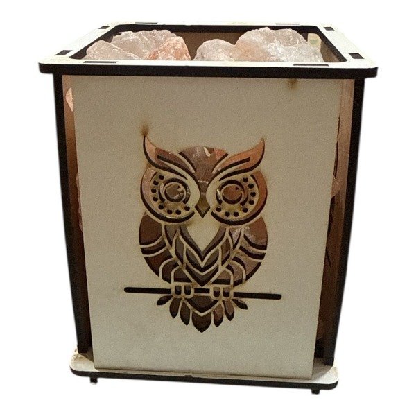 Producto - LAMPARA DE SAL MADERA 12CM LECHUZA - LAMP#106