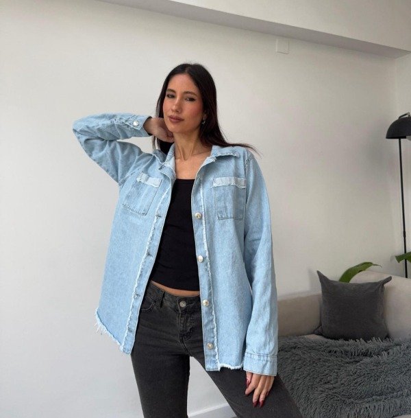 Producto - Camisaco de jean celeste