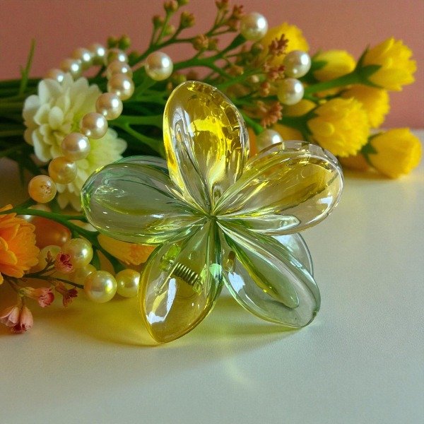 Producto - Broche HawaianaTraslucido Amarillo Verde