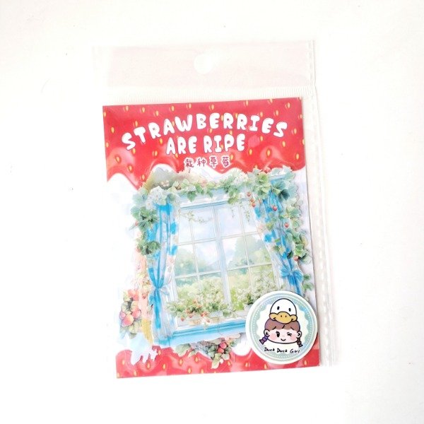 Producto - Set de 15 stickers transparentes - Planting Strawberries
