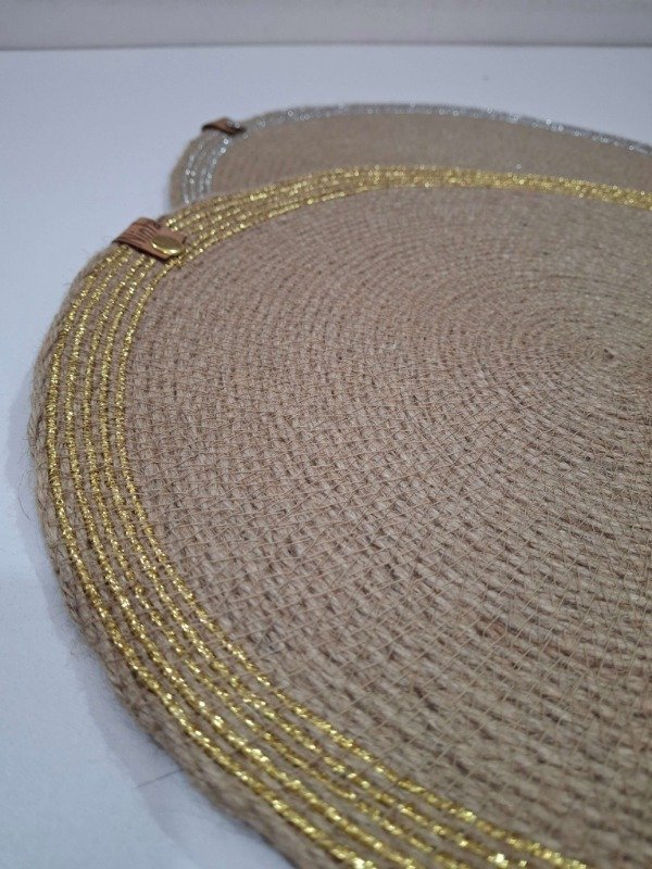 Producto - Plato de sitió de Soguin de yute BORDE CON LUREX