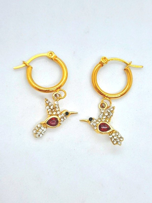Producto - Argollas con dije de colibrí