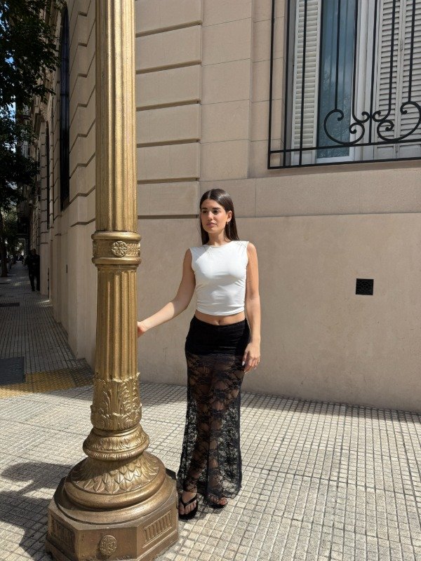 Producto - POLLERA SHORT LARGO ENCAJE - 1
