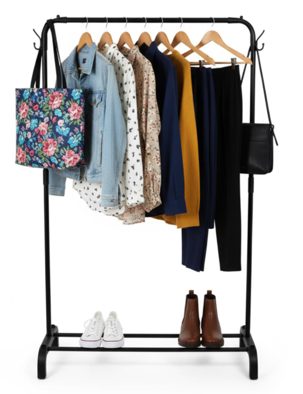 Producto - HA PERCHERO ACERO NEGRO + 1 ESTANTE