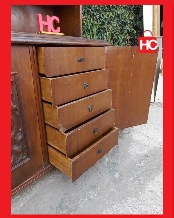 Producto - Gran modular vajillero estilo Colonial Español en madera maciza tallada - 7