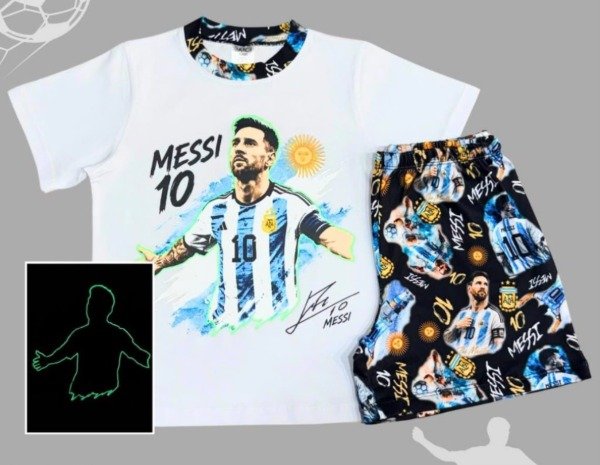 Producto - PIJAMA VERANO MESSI LUMINOSO EN LA OSCURIDAD