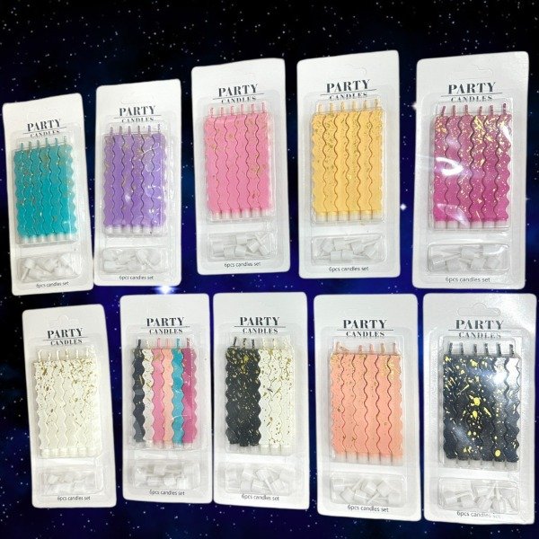 Producto - VELA X6 TIRABUZÓN DETALLES DORADOS