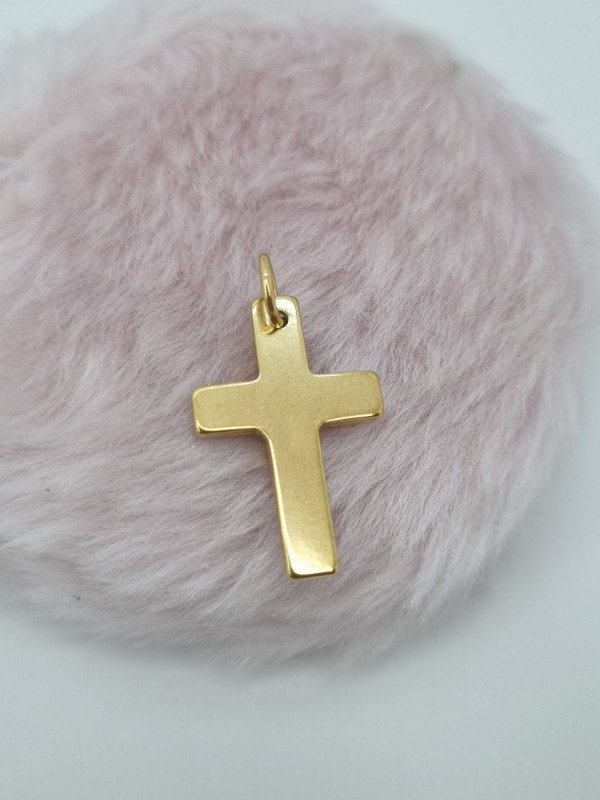 Producto - Dije acero dorado cruz gde