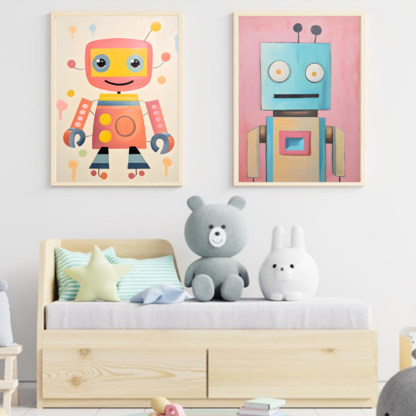 Producto - Set 3 laminas Robots - Cuarto Infantil - LAM-K37