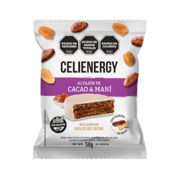 Producto - Alfajor de Cacao y Mani x 50g CELIENERGY