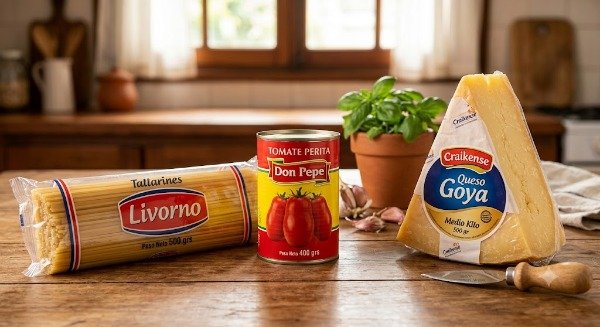 Producto - Combo c/queso 5: Tallarines, 1 lata de tomate, 1/2 de queso. Click para mas info