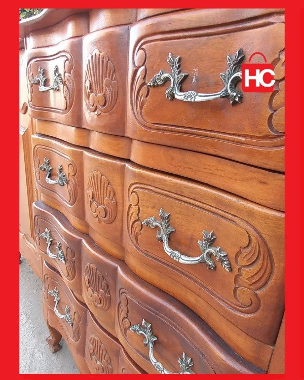 Producto - Gran bahiut vajillero antiguo estilo Francés Provenzal en madera maciza tallada - 5