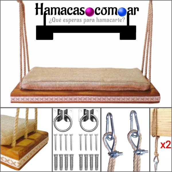 Producto - Hamaca modelo living linea PREMIUM con yute y almohadón ENVÍO GRATIS