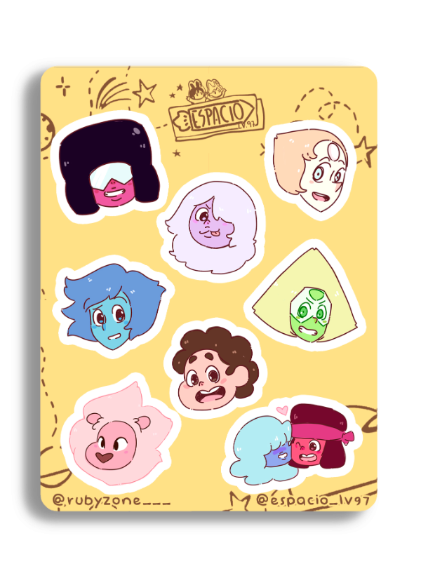 Producto - Plancha de Stickers Mini Personajes Steven Universe