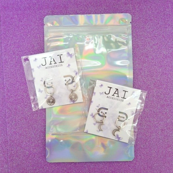 Producto - Set x2 argollas de acero blanco