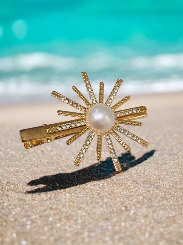 Producto - Hebilla Dorada Sol con Perla y strass