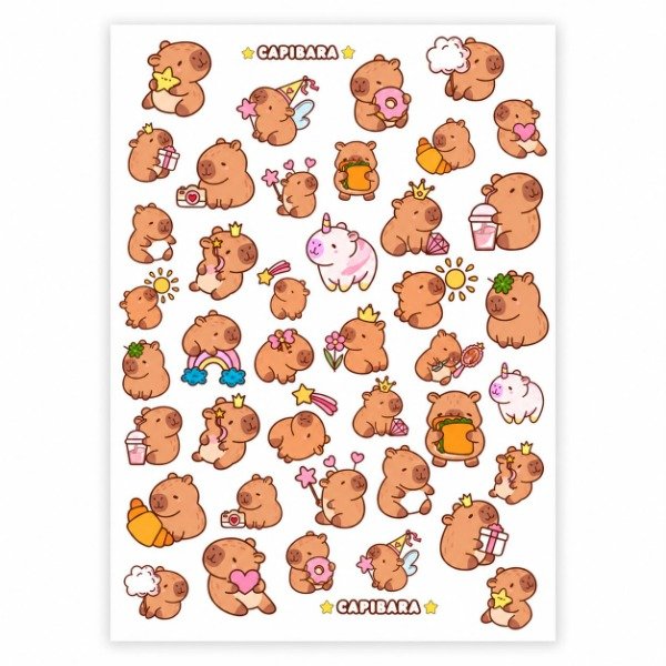Producto - PLANCHA A4 PREDISEÑADA CAPIBARA - TATUAJES TEMPORALES - 1