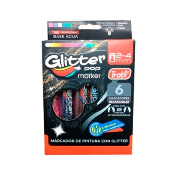 Producto - MARCADORES TRABI  GLITTER POP 2-4mm X6 - 0