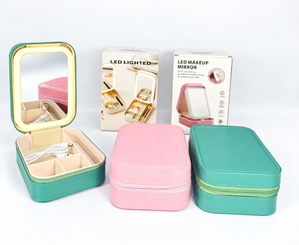 Producto - alhajero organizador portátil con luz led material resistente - 0