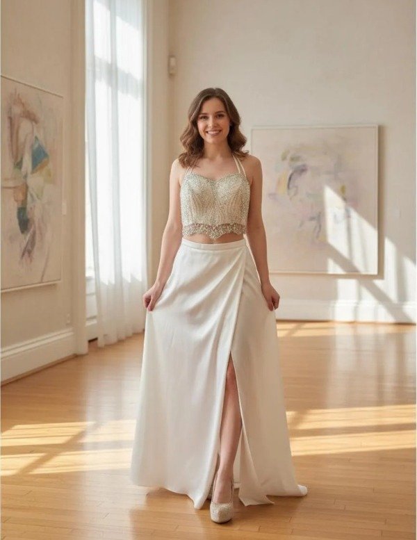 Producto - Vestido 2 piezas top bordado impactante - 1