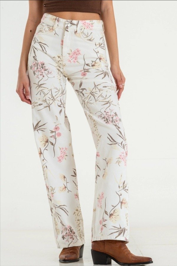 Producto - Wide leg recto flores (W55)