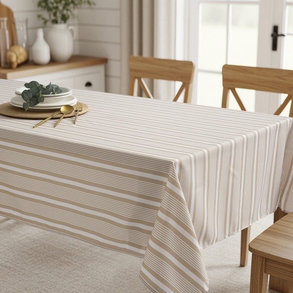 Producto - MANTEL TROPICAL RAYAS BEIGE 2 METROS