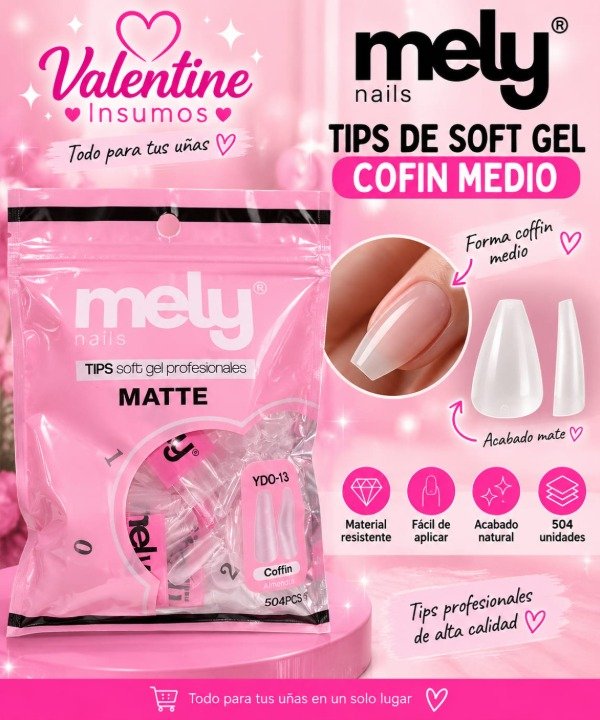 Producto - TIPS DE SOFT GEL EN BOLSA COFFIN MEDIO MELY
