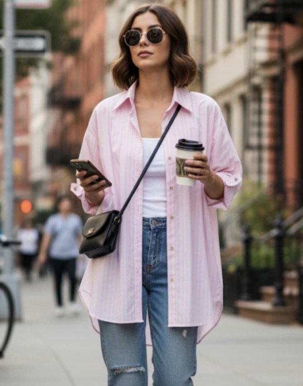 Producto - Camisa Rayada Algodon Rosa Amplia 130 cm Transferencia 39.865 Amplia