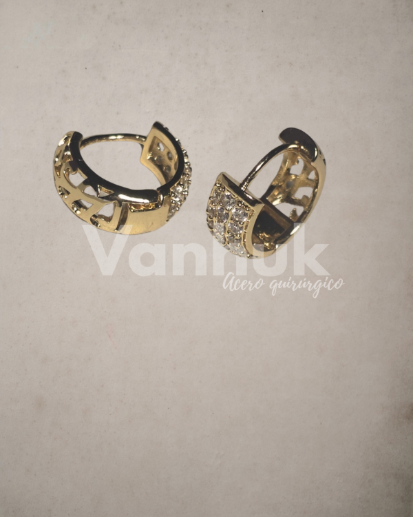 Producto - Aros argolla strass y calado clip D - 2
