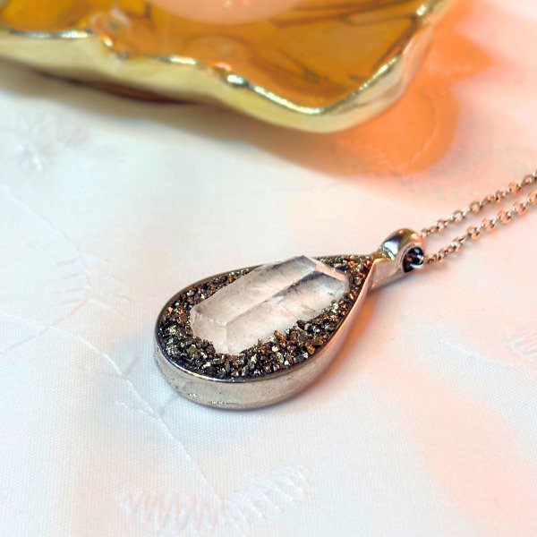 Producto - Collar pirita con cuarzo cristal