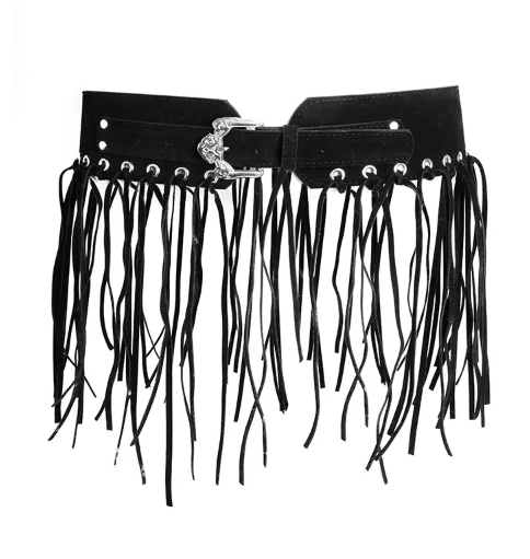 Producto - Faja gamuza negra con flecos