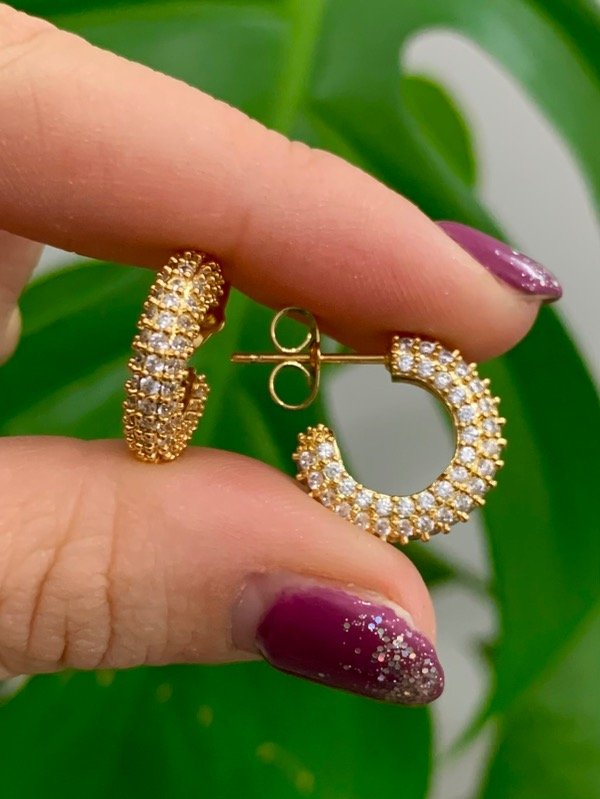 Producto - Aros media argolla strass