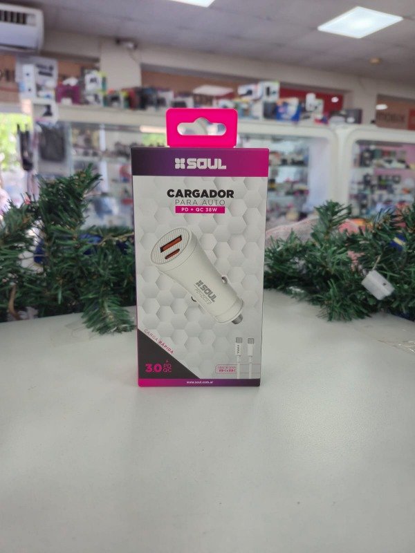Producto - Cargador de Auto PD+QC 38W Type C a Typc C Soul CA-DPD38WT