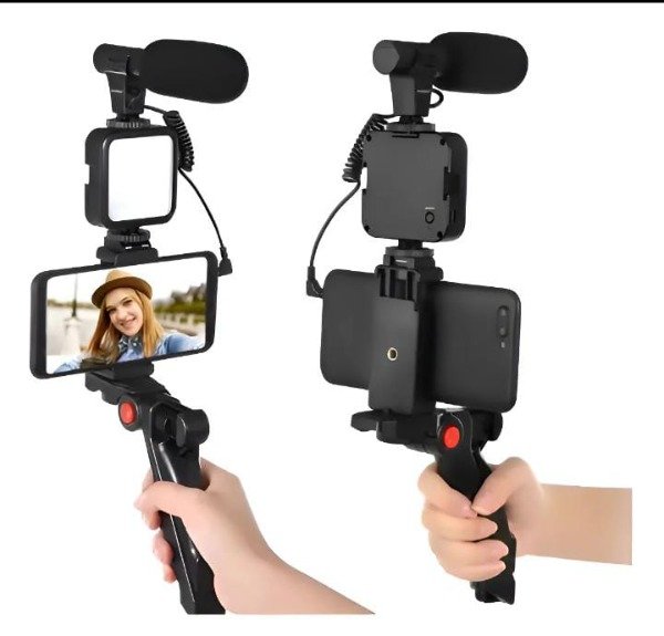 Producto - Estabilizador Celular Con Luz Y Micrófono Soporte Bluetooth Color Negro