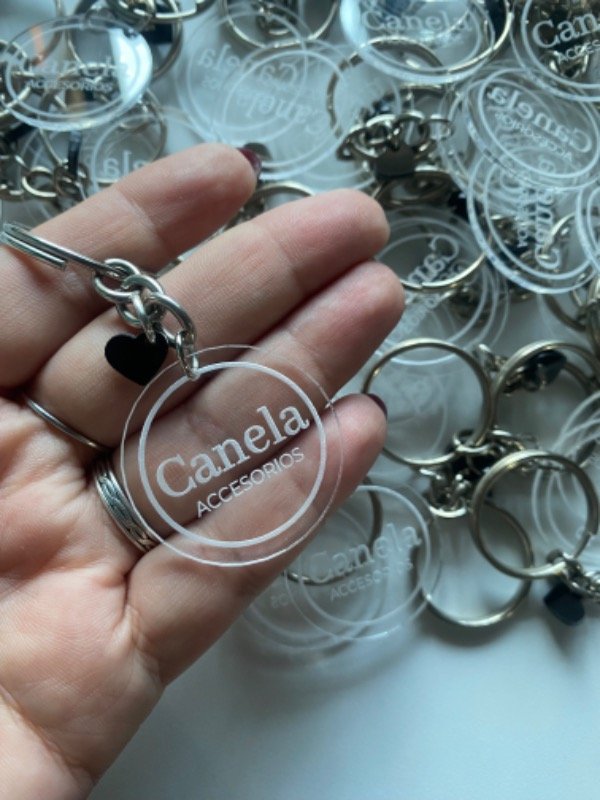 Producto - Llaveros personalizados doble dije. Mini dije acrilico comun