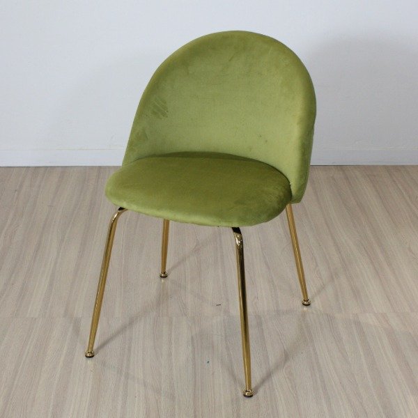 Producto - SILLA PRINCE TAPIZADA PANA OLIVA PATAS DORADAS - 0