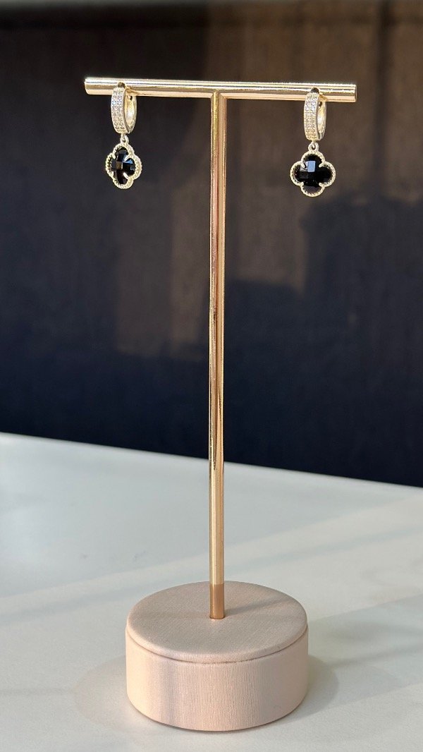 Producto - Argollas van cleef negro plata 925