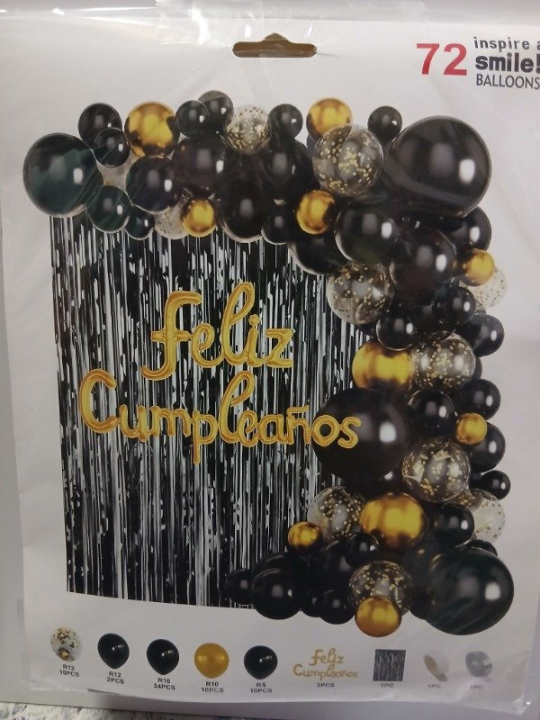 Producto - Sets globos negro /dorado 72 piezas